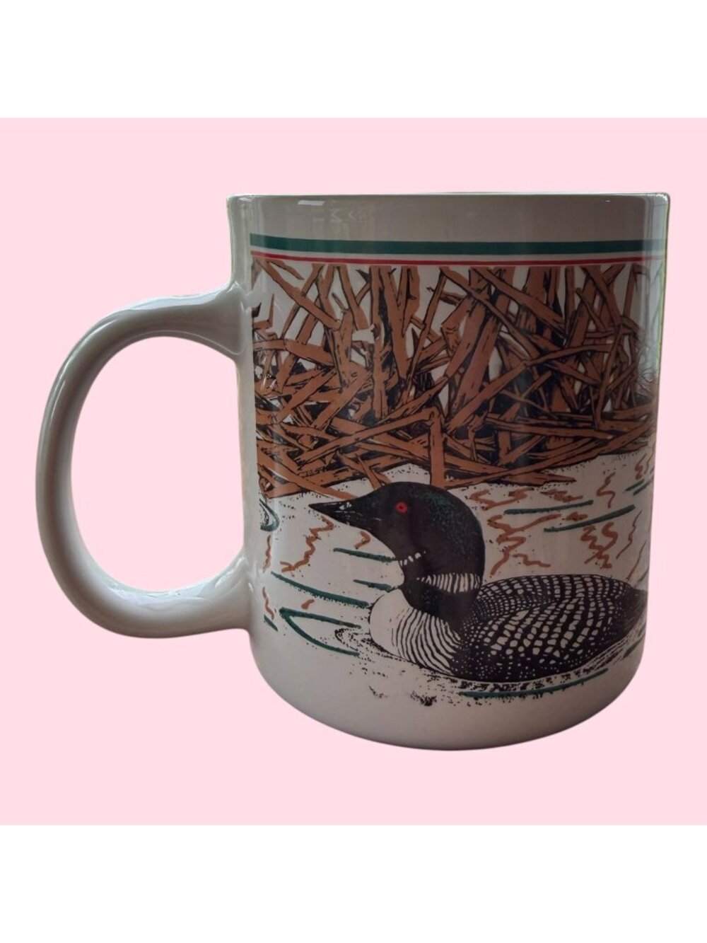 Vintage Loon Wildlife Waterfowl Illustrated Ganz Cabincore Mug